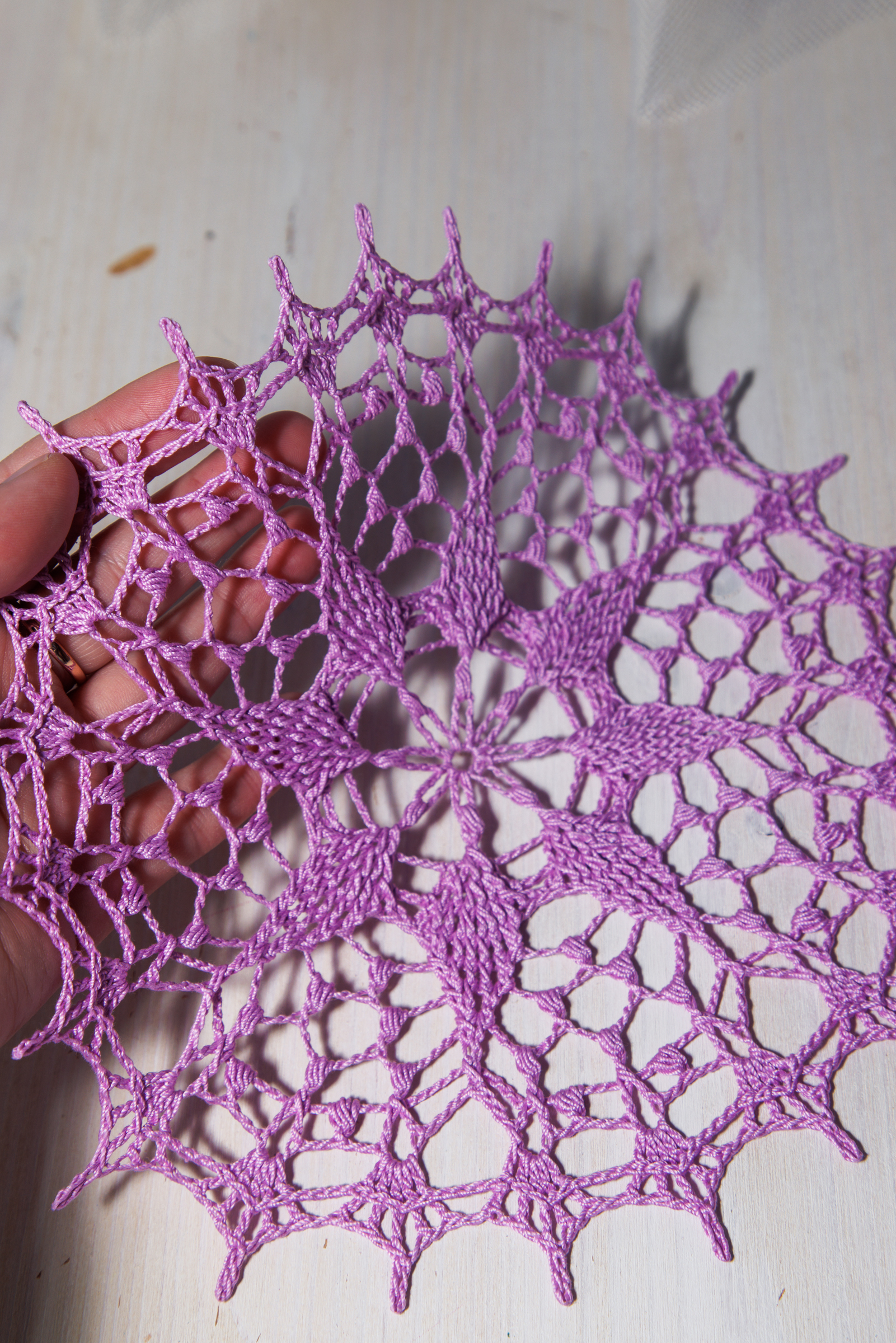 Purple crochet doily Nonna, 23 cm - Image 7