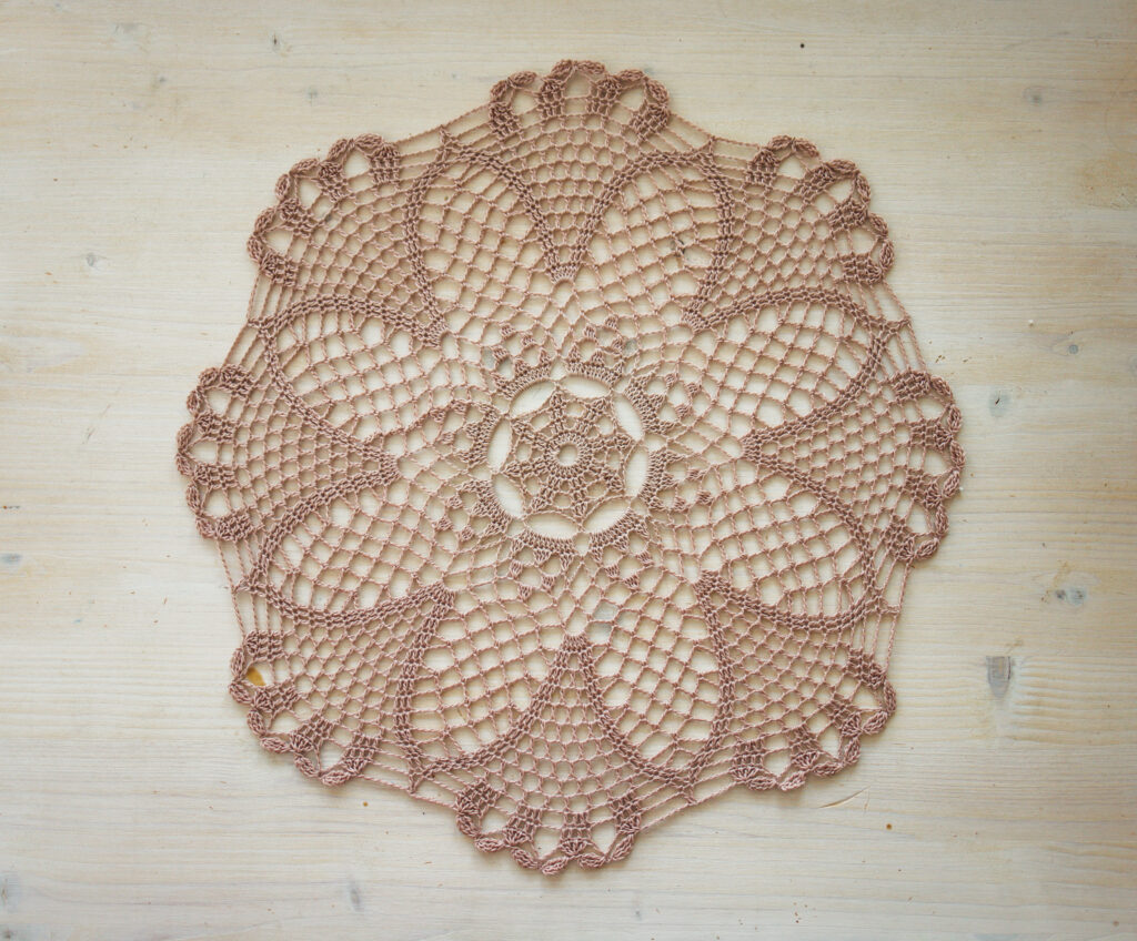 Beige crochet doily, 37 cm