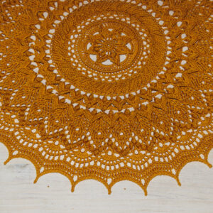 Gold crochet doily, Edith, 36 cm