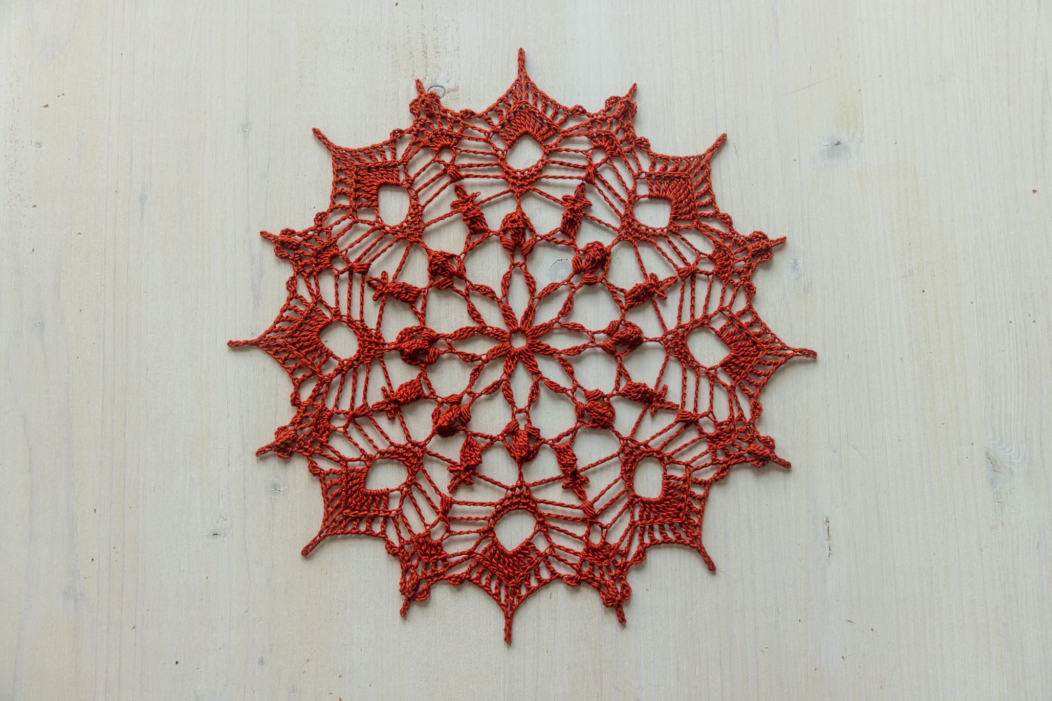 Wine red crochet doily, Gluhwein doily, 24 cm