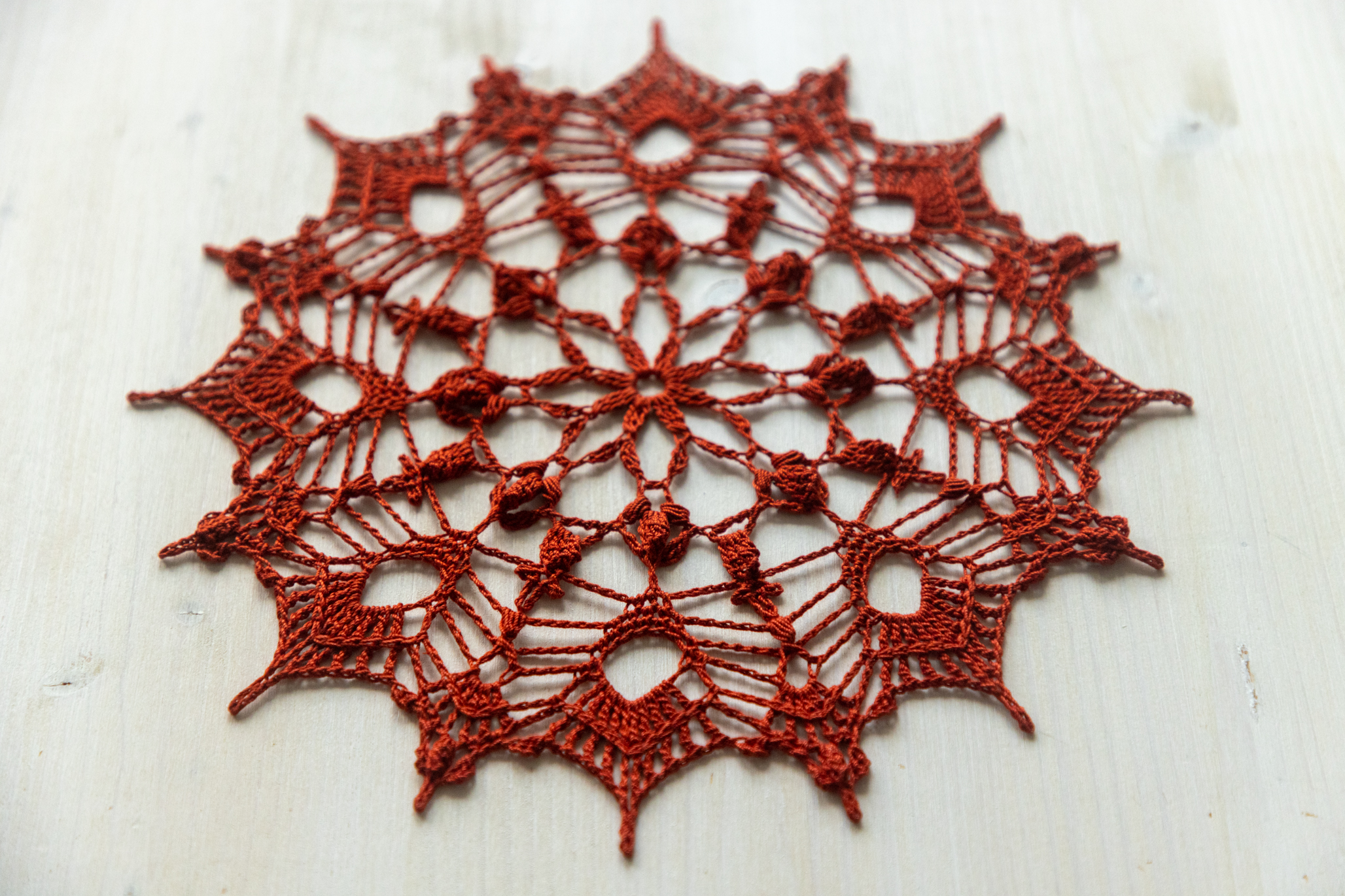 Wine red crochet doily, Gluhwein doily, 24 cm - Image 3