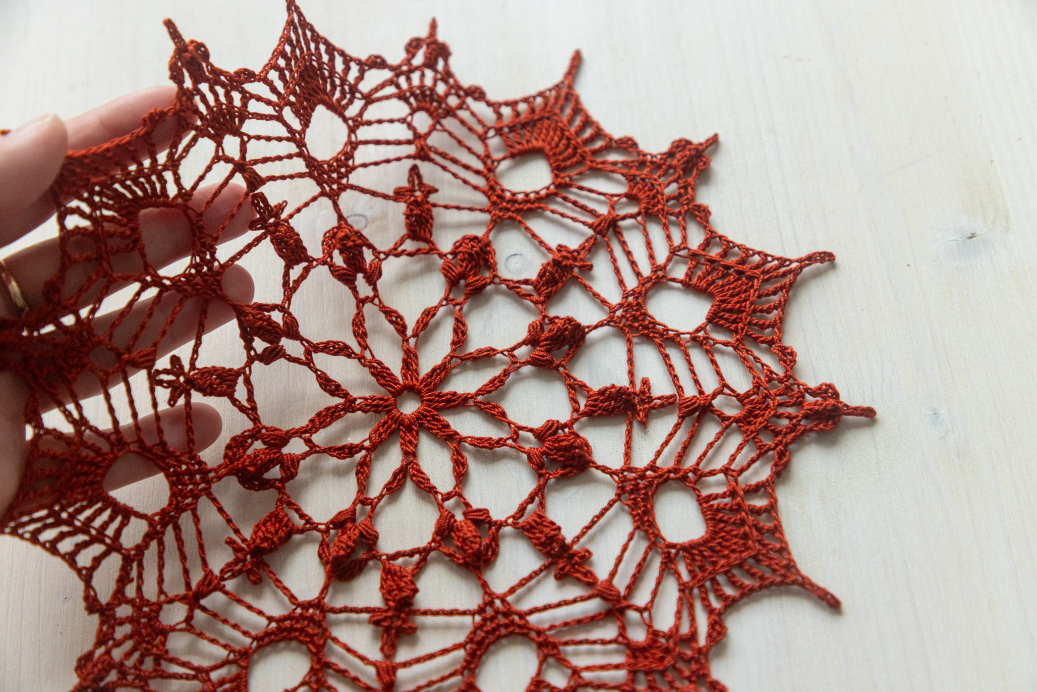 Wine red crochet doily, Gluhwein doily, 24 cm - Image 6