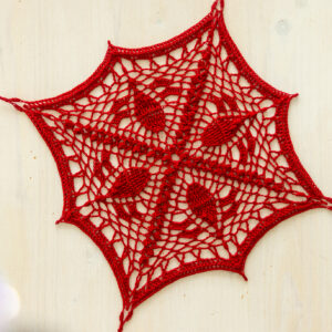 Red crochet doily, 21 cm