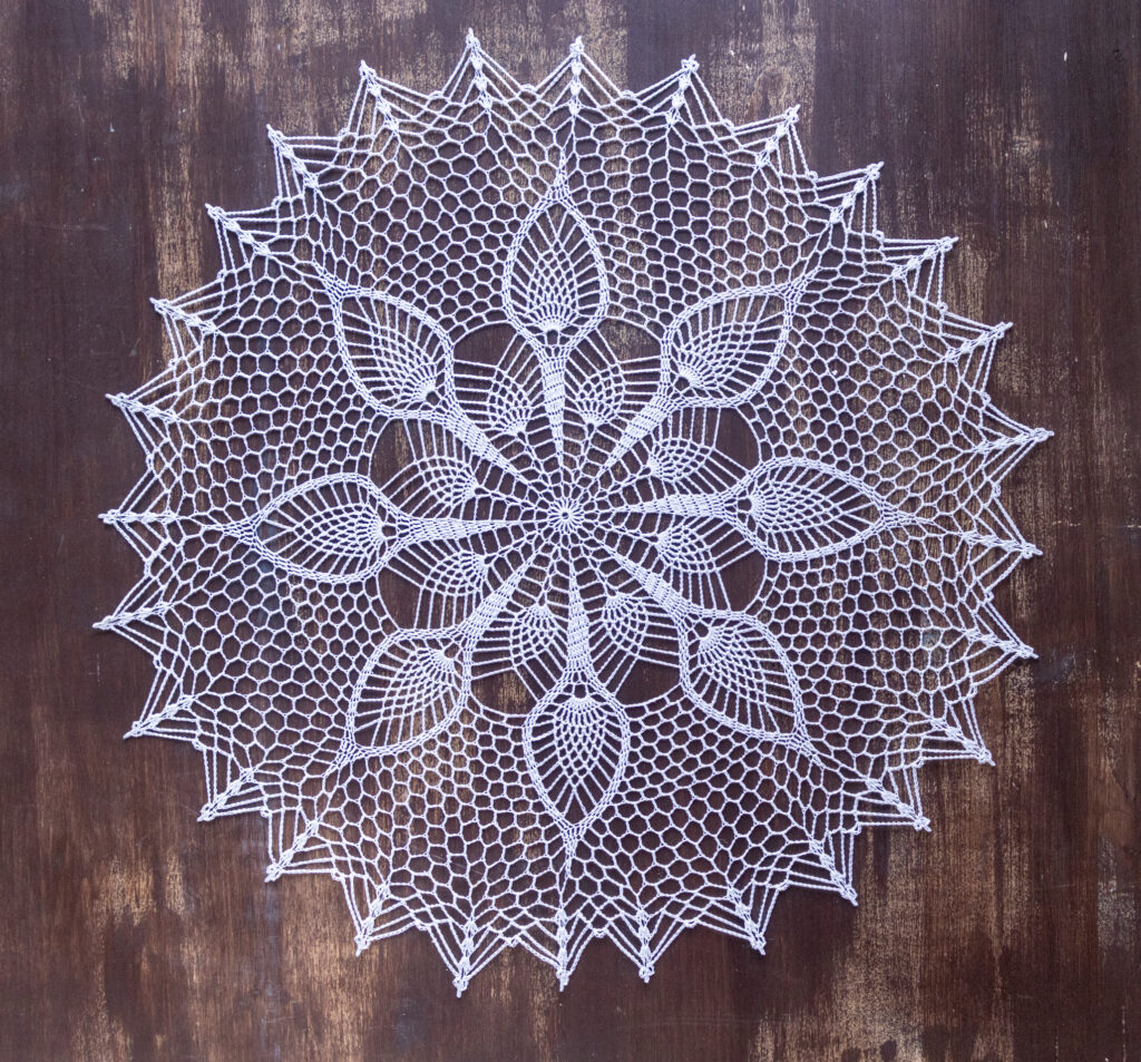 Vintage white crochet doily, 46 cm