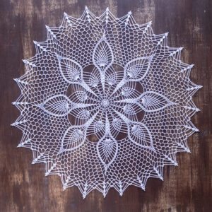 Vintage white crochet doily, 46 cm