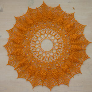 Orange crochet doily, 40 cm