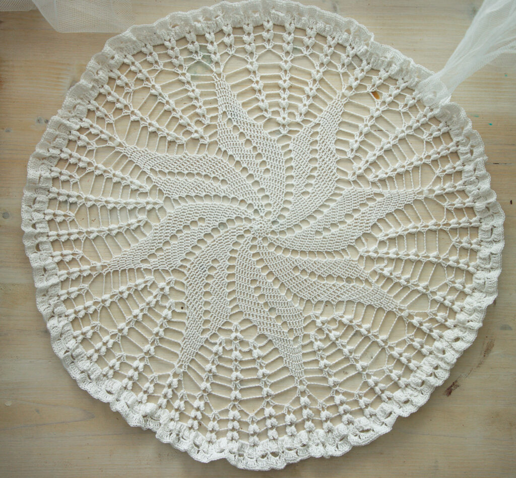 White crochet doily, 50 cm