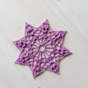 Beautiful purple crochet doily, 12 cm