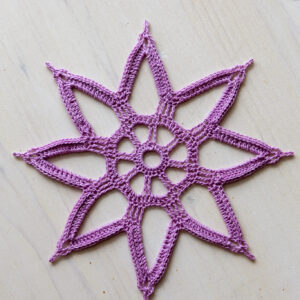 Purple flower crochet doily, 18 cm