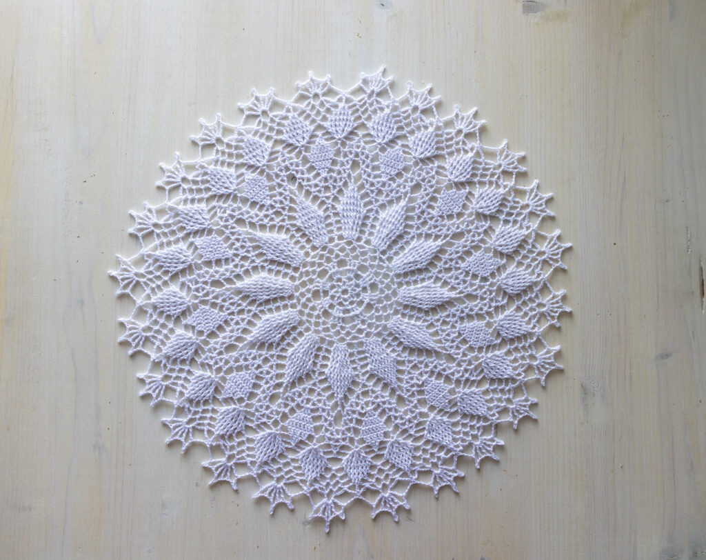 White crochet doily, 36 cm