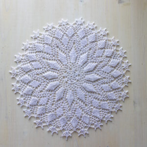 White crochet doily, 36 cm