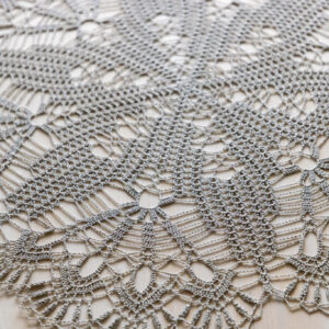 Amazing silver gray crochet tablecloth, 64 cm