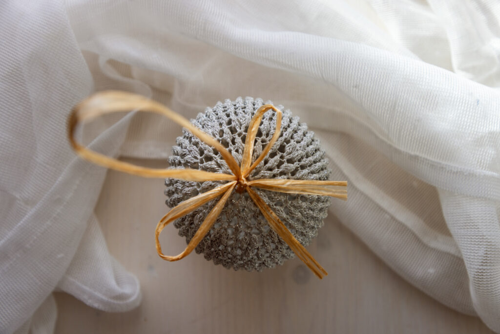 Magic crochet Christmas Tree Ball - Orange, 11 cm