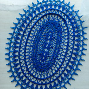 Blue Crochet Doily "Sherry", Handmade Lace Table Runner 40x30 cm, 100% Cotton Cottagecore Table Decor, Unique Gift for Her, Free Shipping