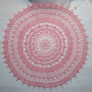 Pink crochet doily Ewa, 37 cm