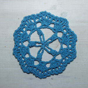 Blue crochet doily, 13 cm