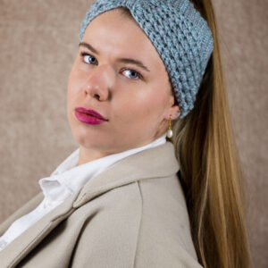 Amazing blue crochet headband, 53-56 cm