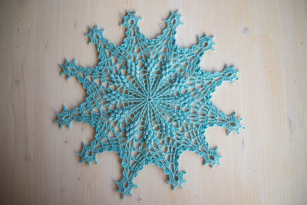 Blue crochet doily Beáta