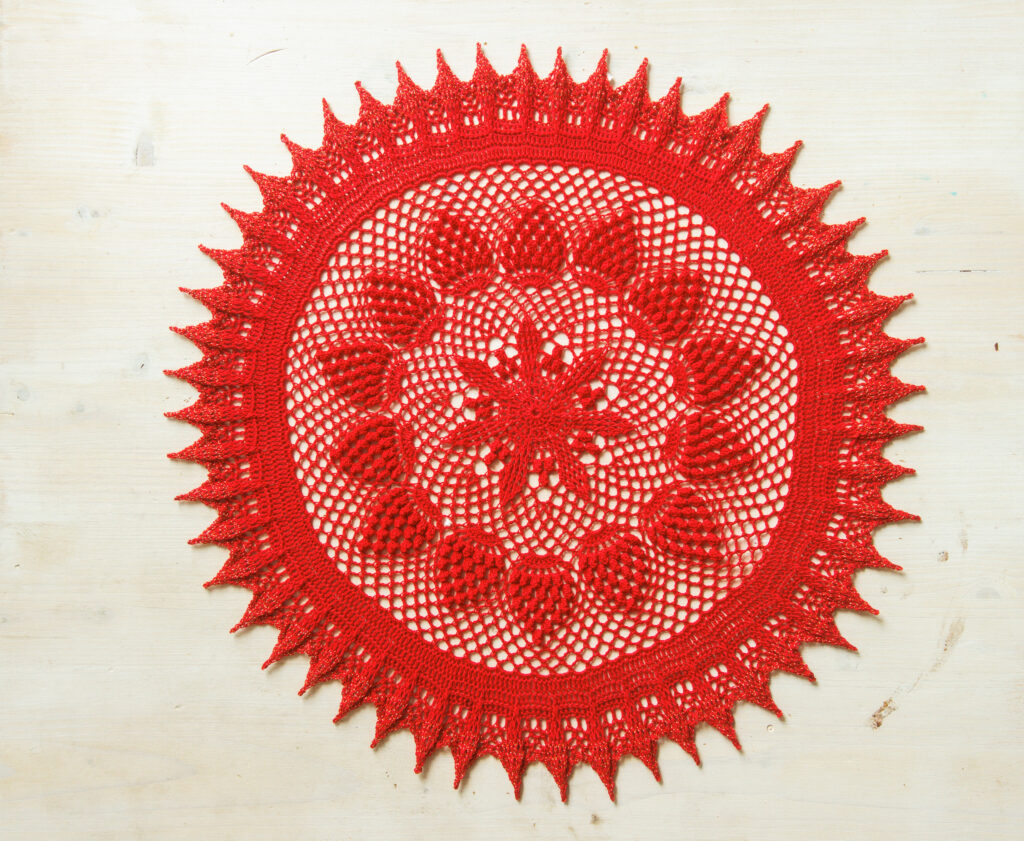 Red crochet doily, Michelle, 44 cm