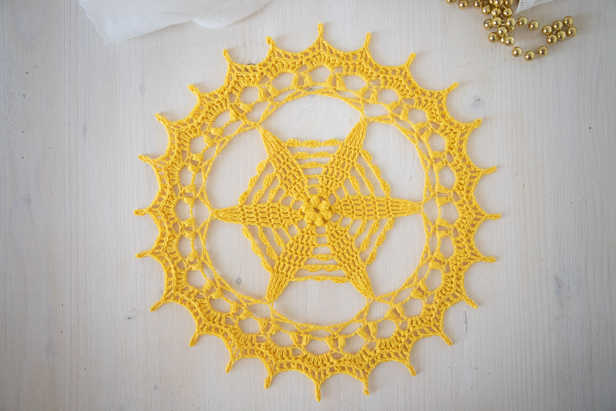 Yellow crochet doily Libena