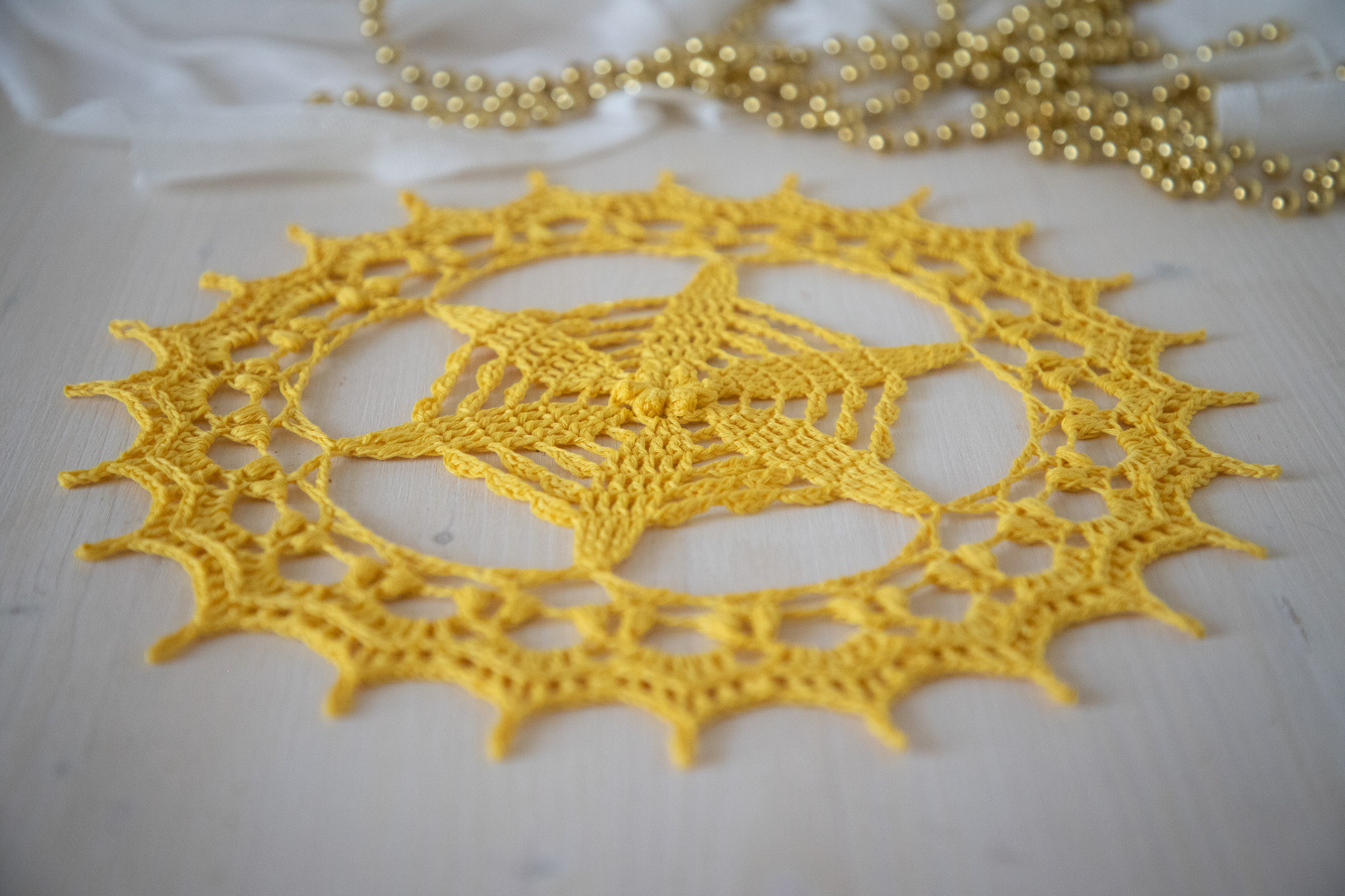 Yellow crochet doily Libena - Image 6