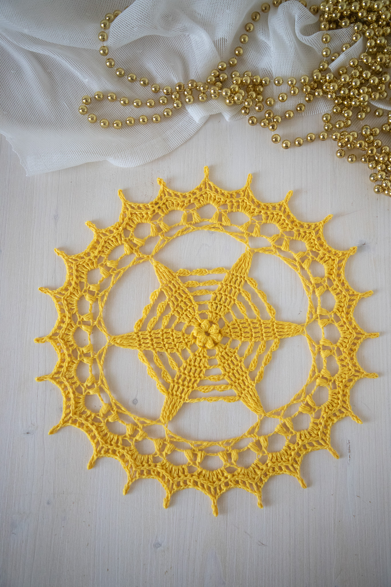 Yellow crochet doily Libena - Image 8