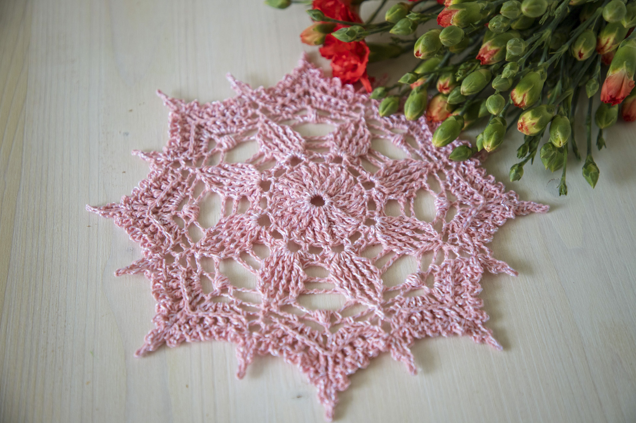 Pink Lea doily, 24 cm - Image 5