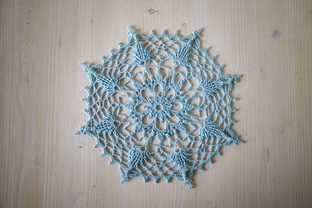 Blue crochet doily, Candice