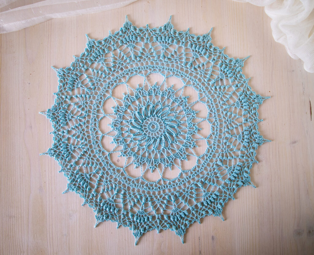 Blue crochet doily, Dagmar