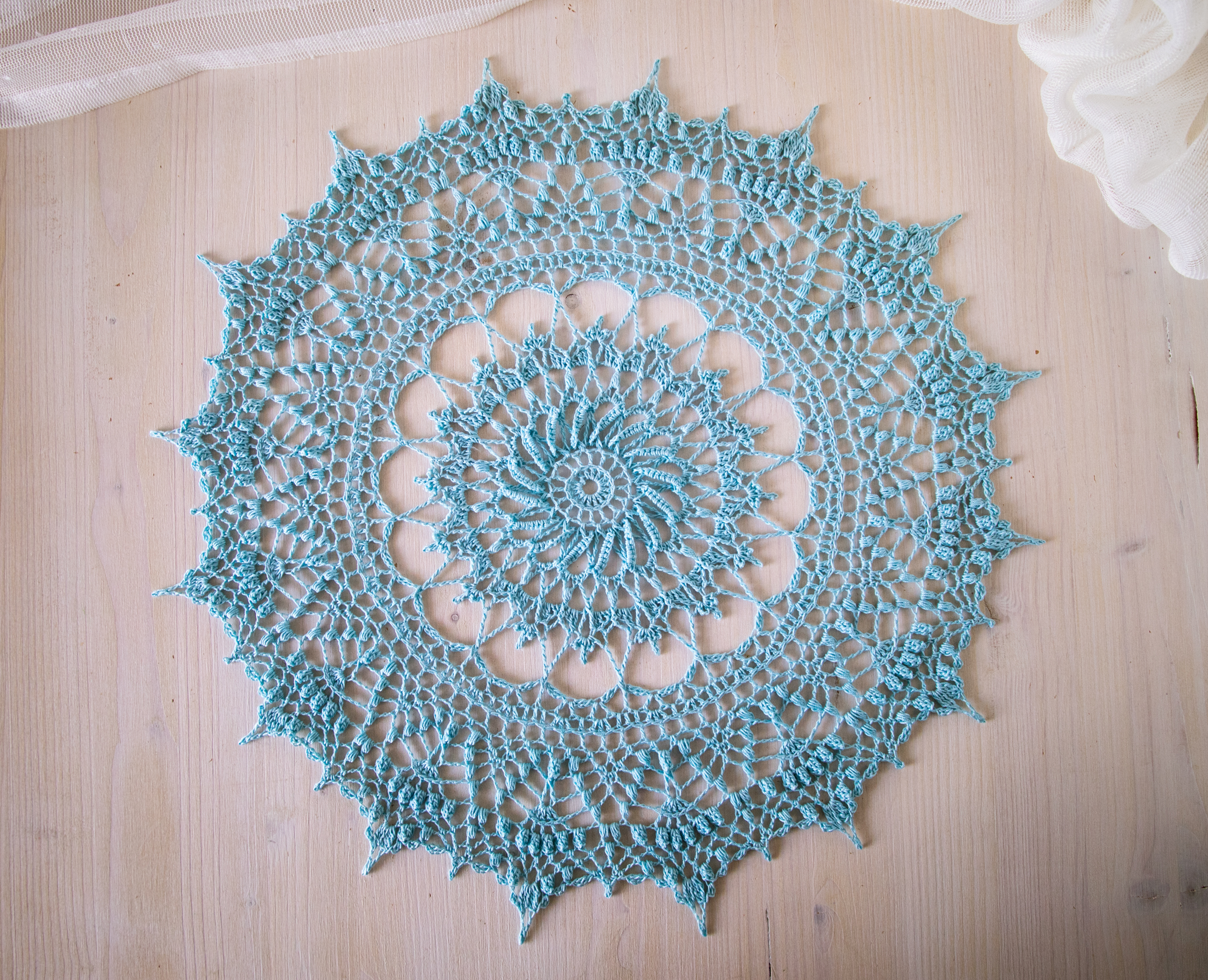 Blue crochet doily, Dagmar