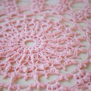 Pink crochet doily, Iveta