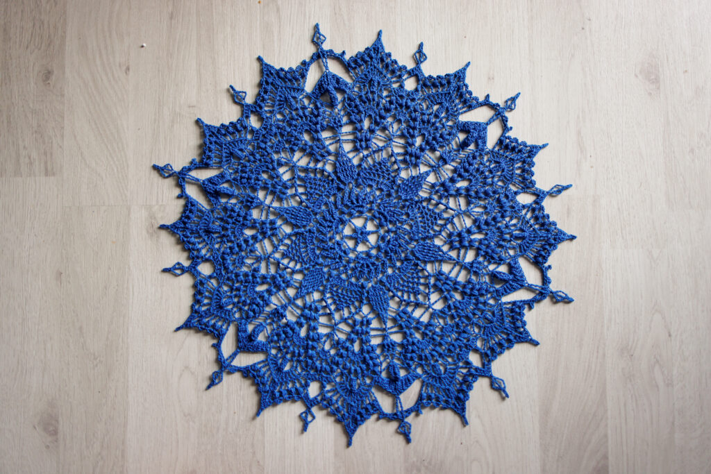 Blue crochet doily, Denisa, 42 cm