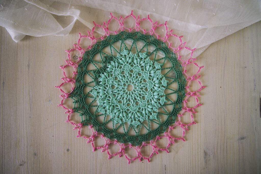 Colorful crochet doily, Jade, 26 cm