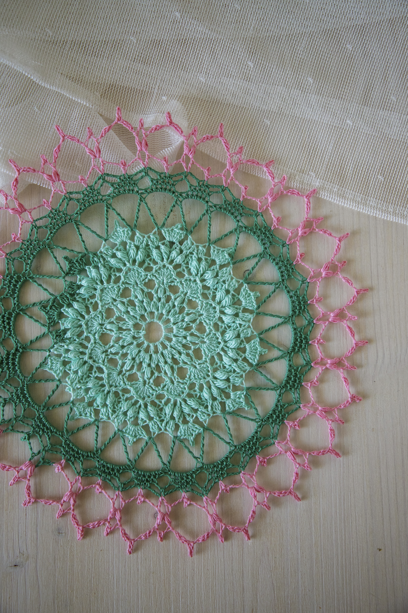 Colorful crochet doily, Jade, 26 cm - Image 7