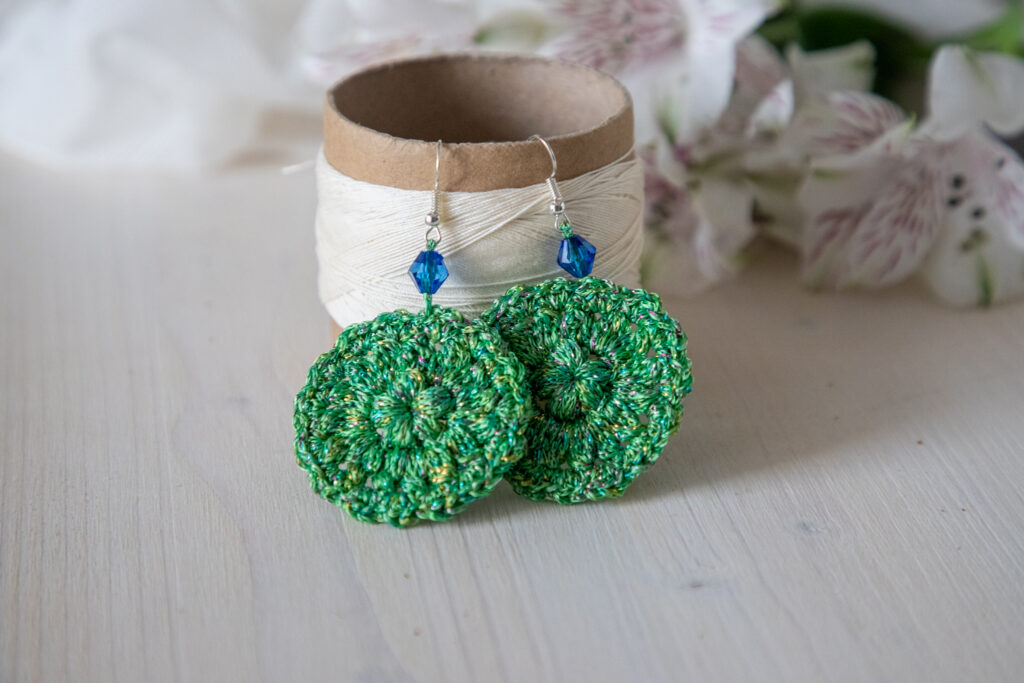 Green crochet earrings