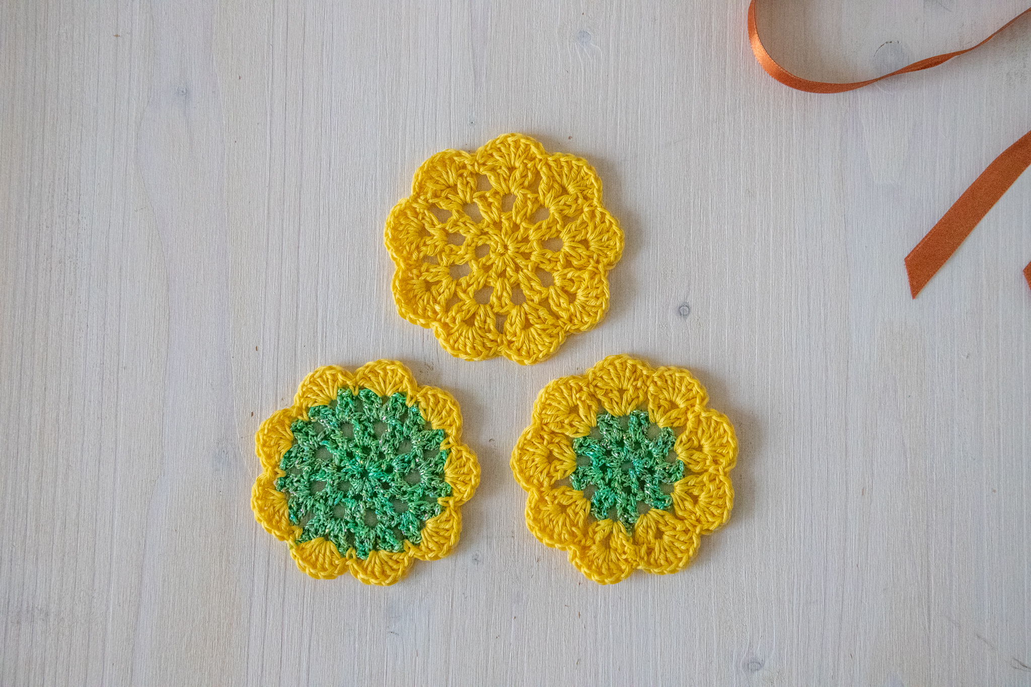 Set of 3 crochet coasters, 2.5 in