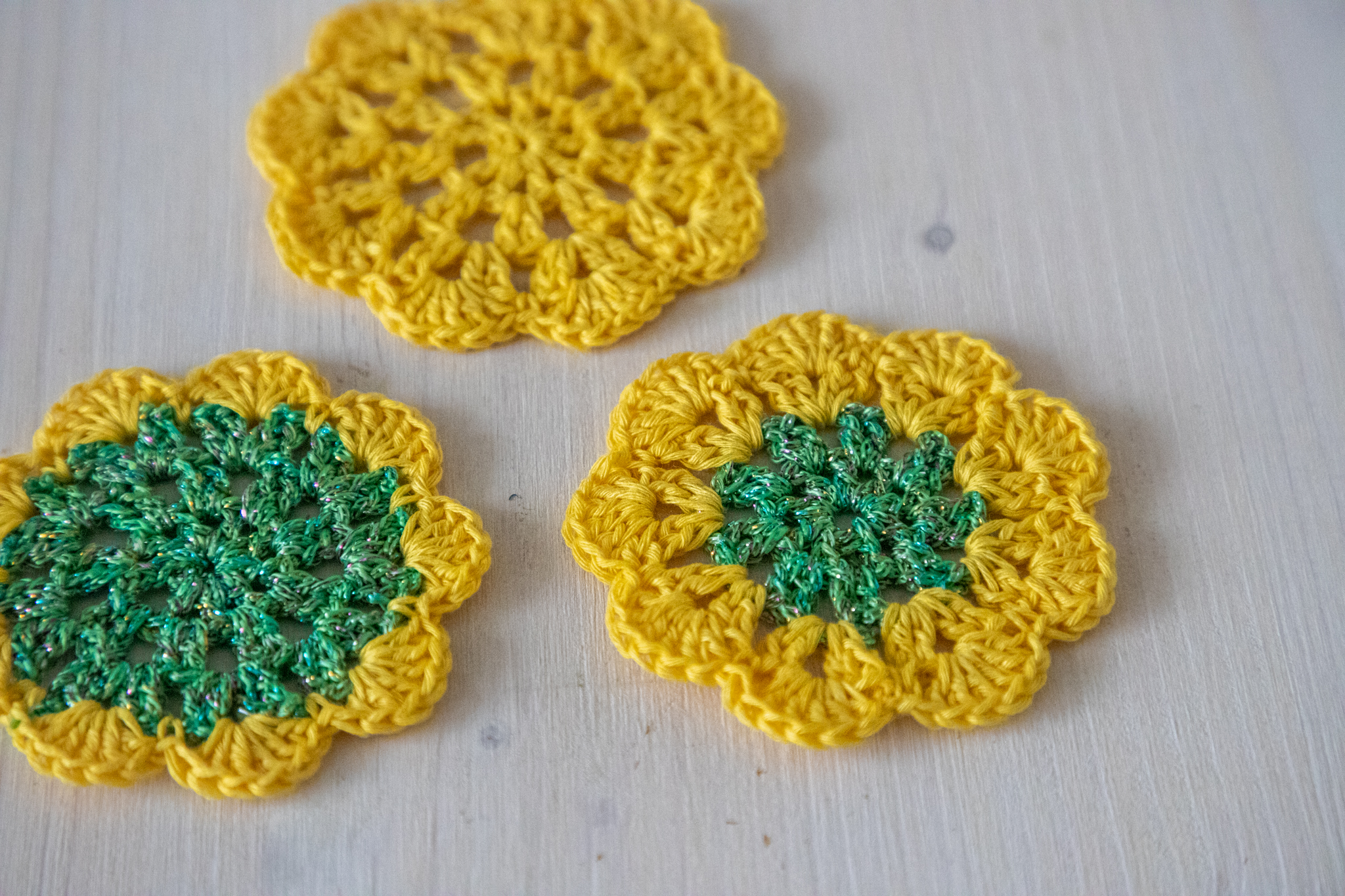 Set of 3 crochet coasters, 2.5 in - Image 2