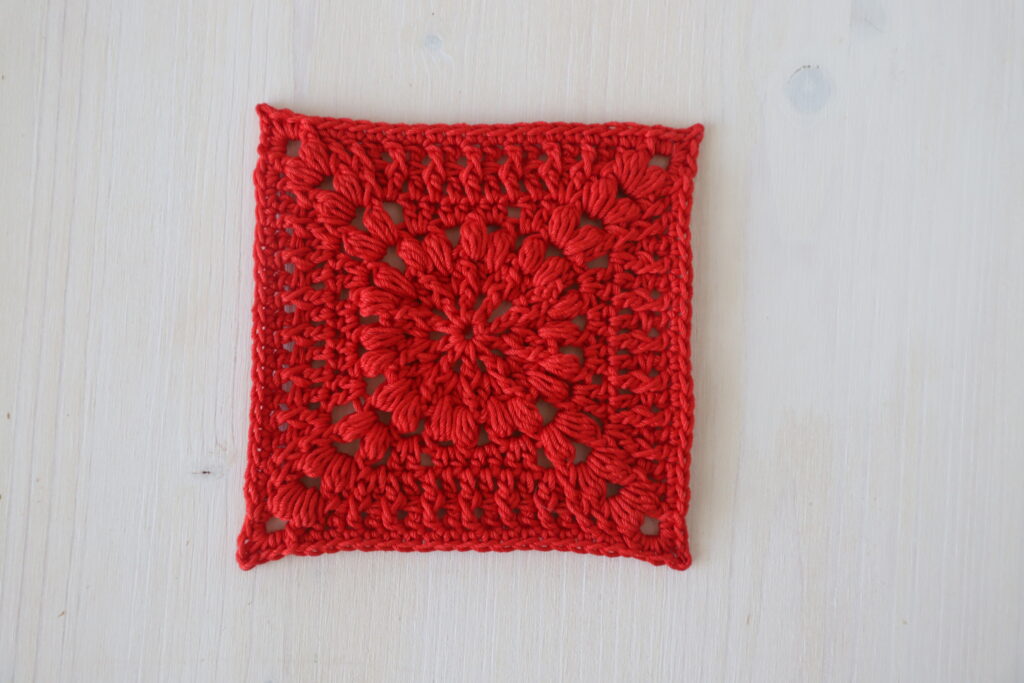 One color square crochet doily, 6.2 in