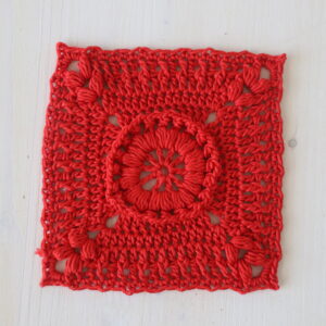 One color square crochet doily, 6.2 in