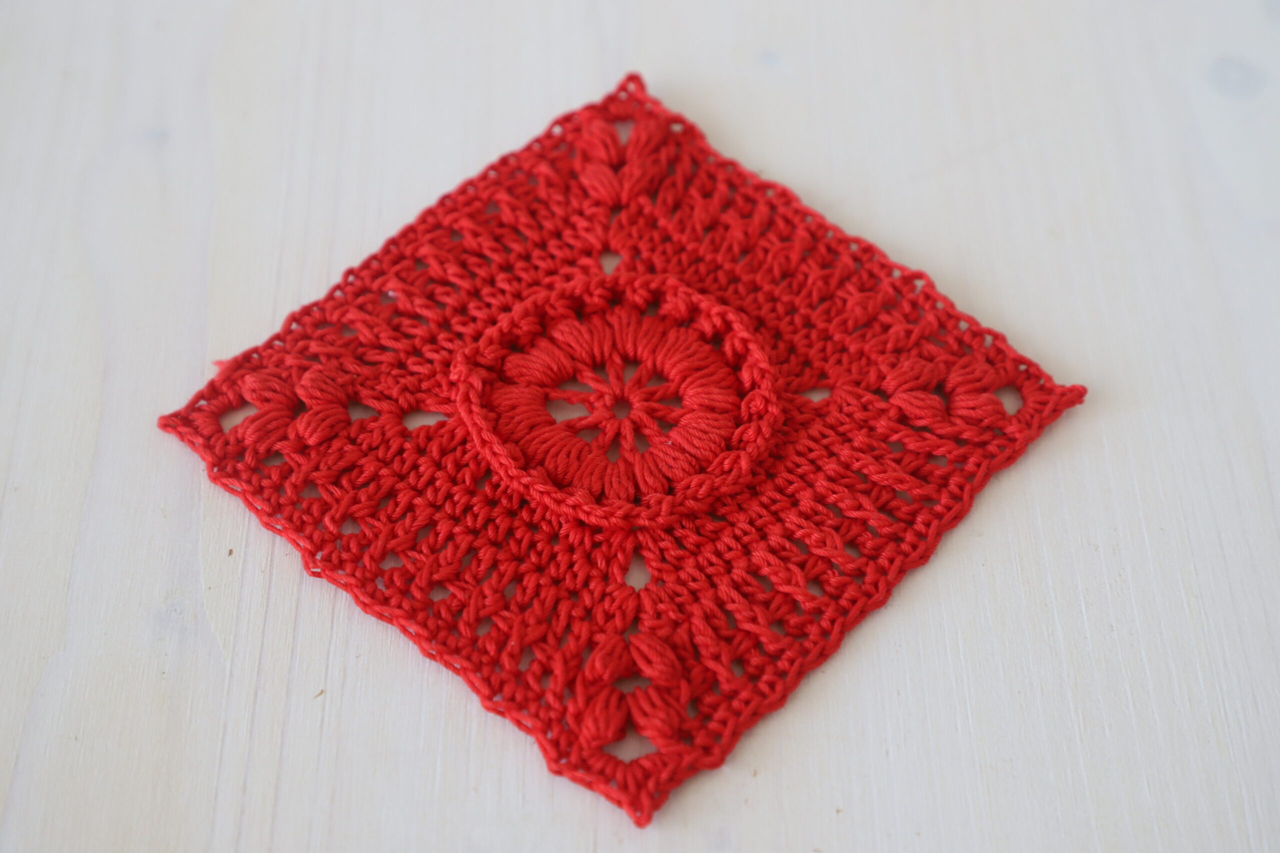 One color square crochet doily, 6.2 in - Image 3