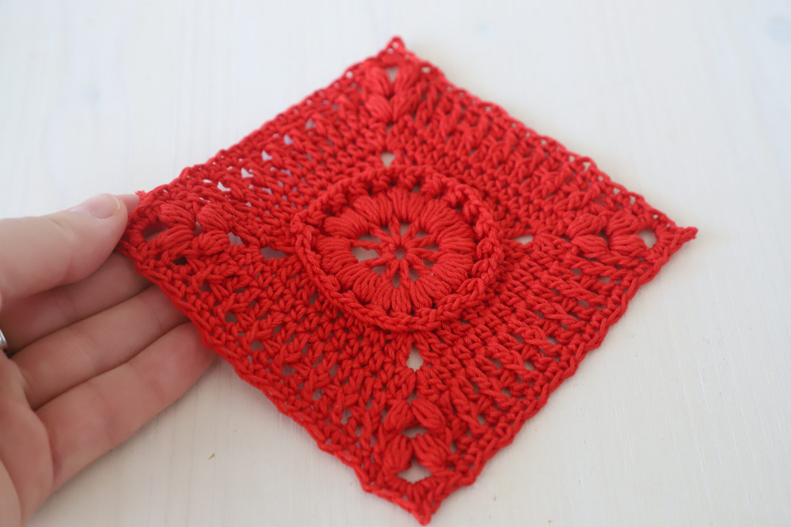 One color square crochet doily, 6.2 in - Image 4