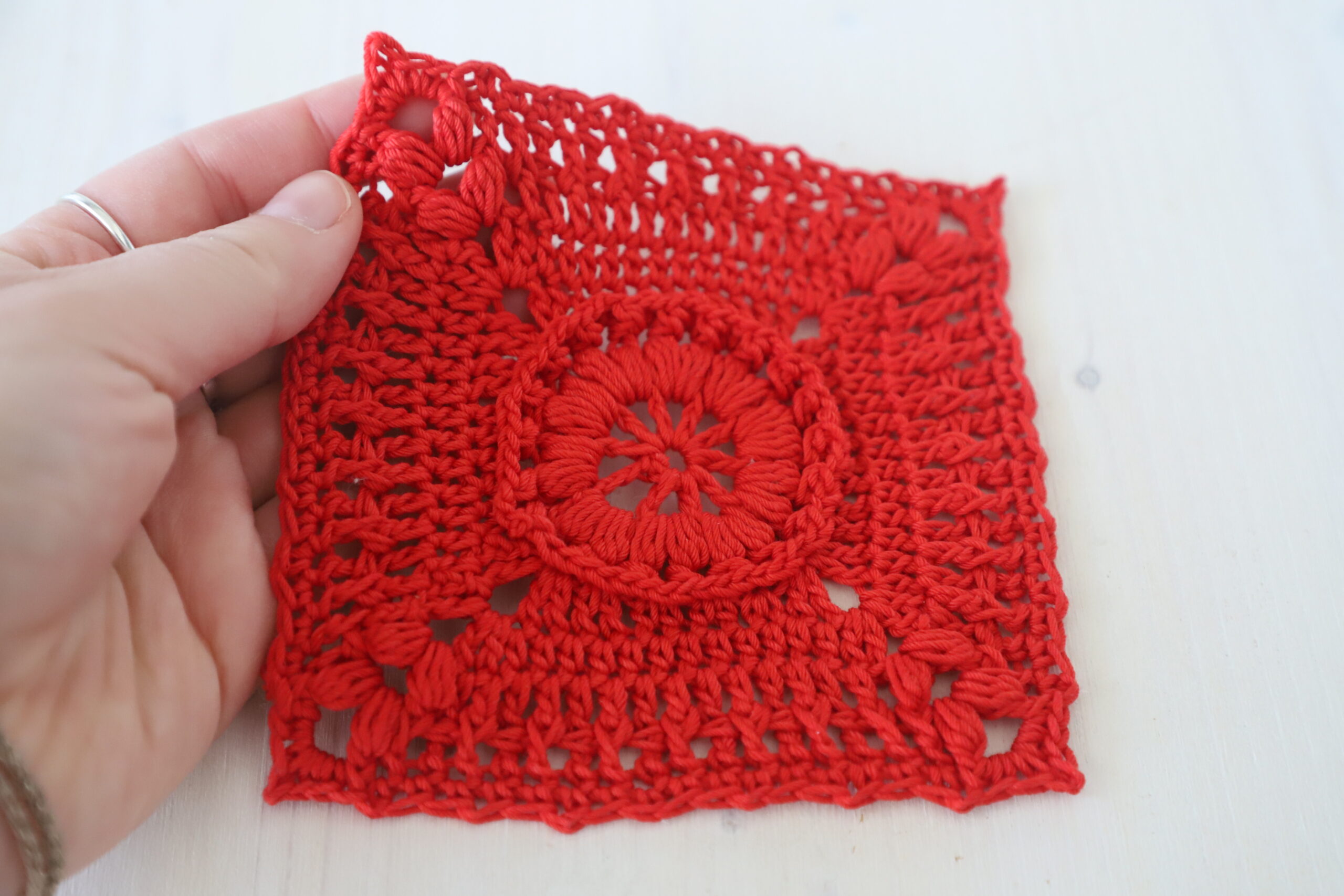 One color square crochet doily, 6.2 in - Image 5